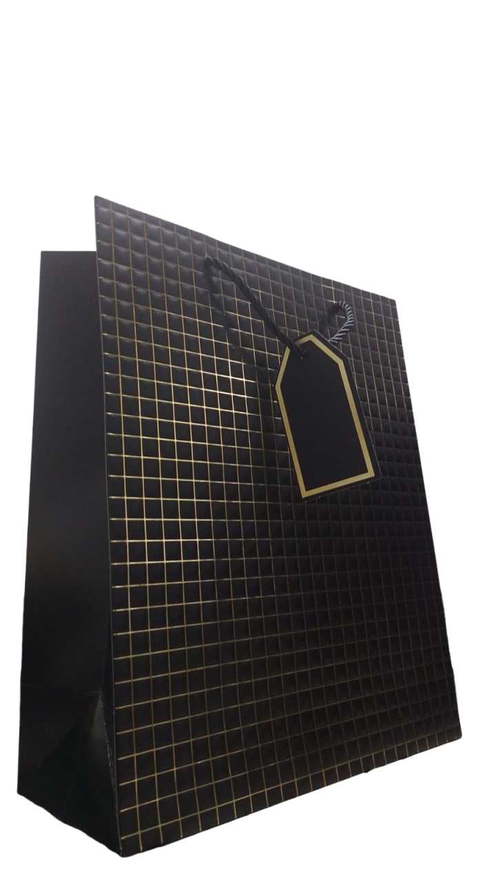 SACOLA PRESENTE LUXO QUADRICULADA 32X26X12CM